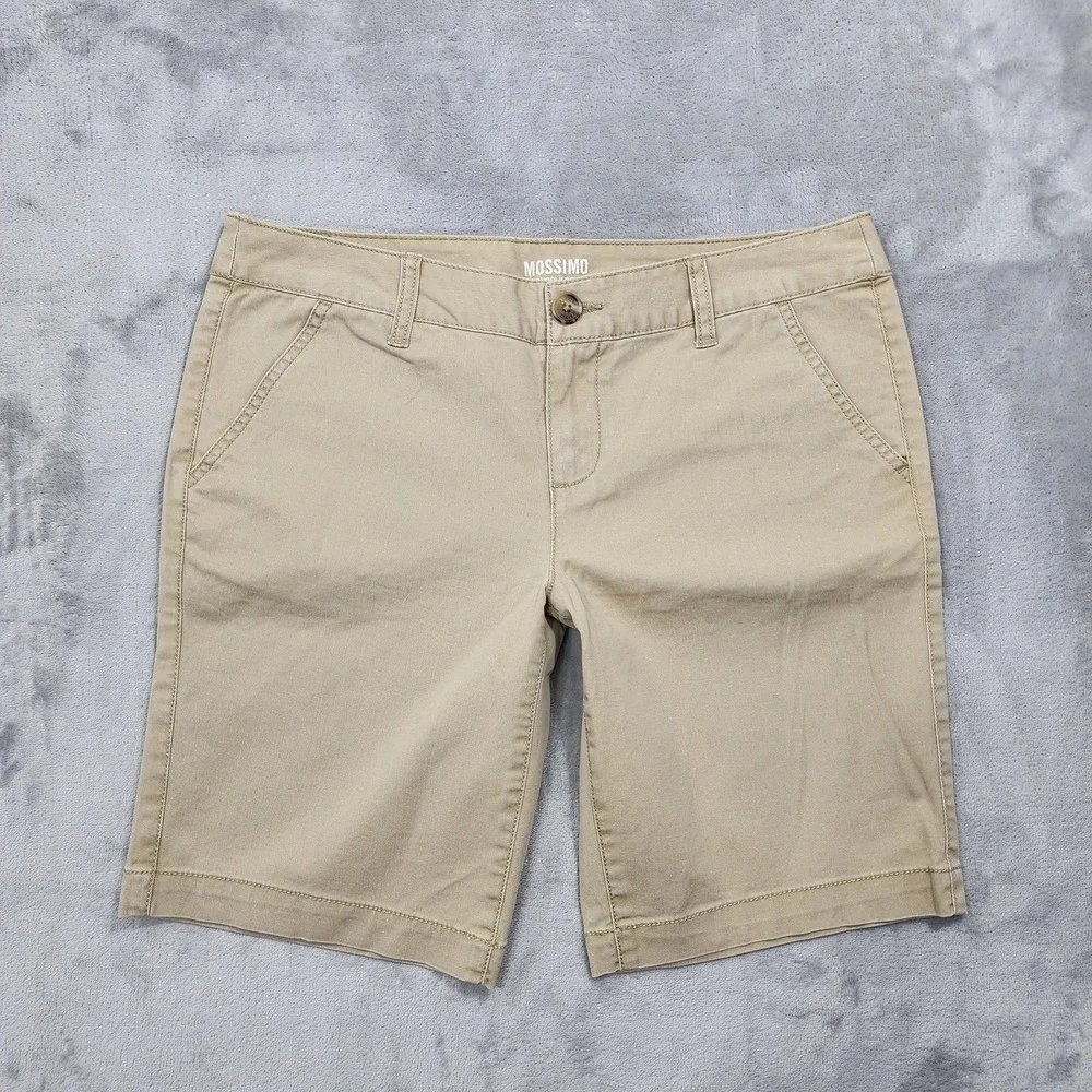 Vintage Mossimo Supply Co Shorts Womens 9 Juniors Beige Chino Twill Slim Stretch